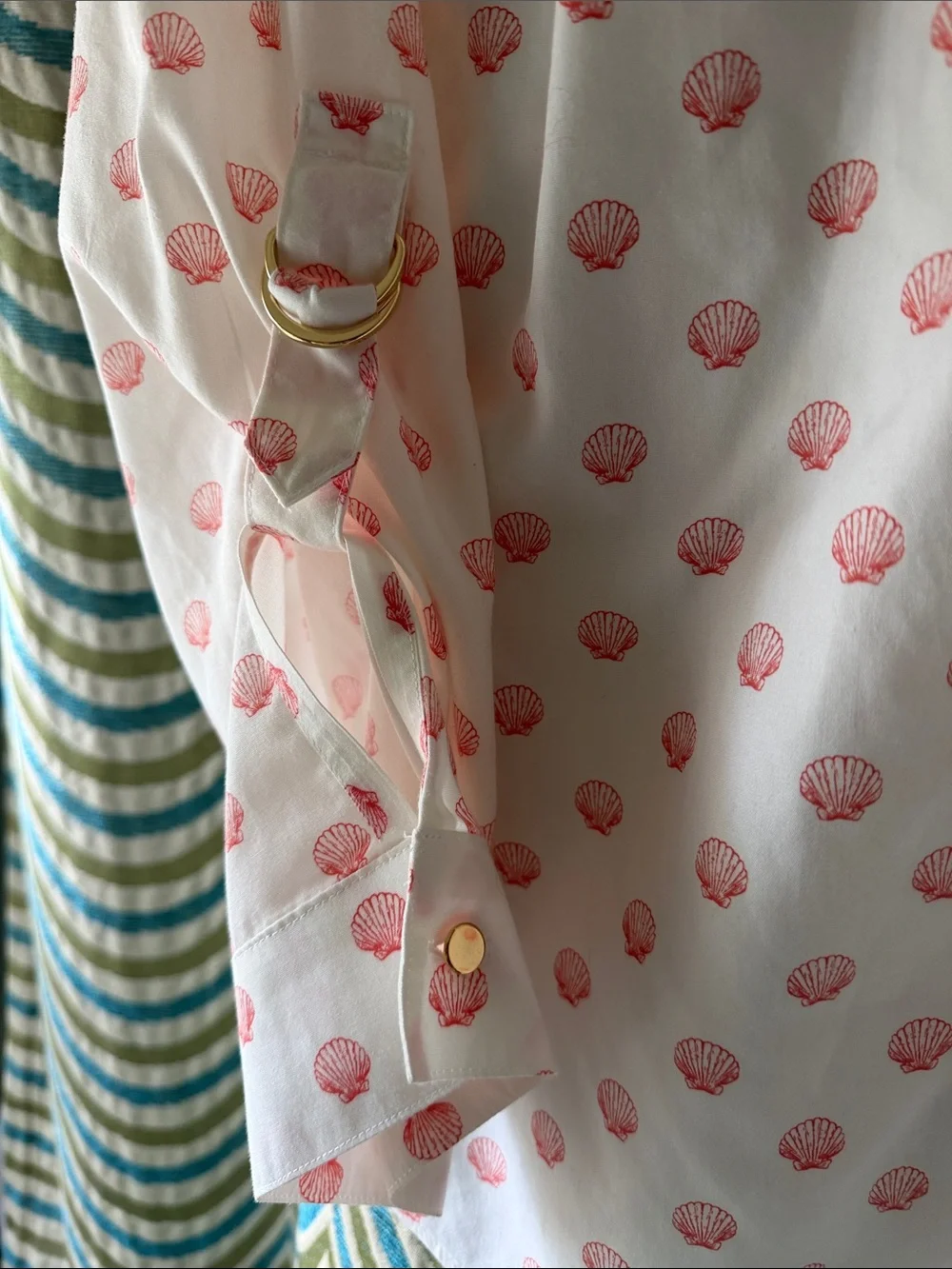 Chico's White Blouse with Shell Motif